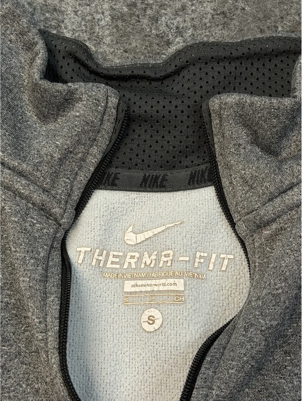 Nike Therma-Fit Quarter Zip Pullover Mens Small Gray Long Sleeve Swoosh